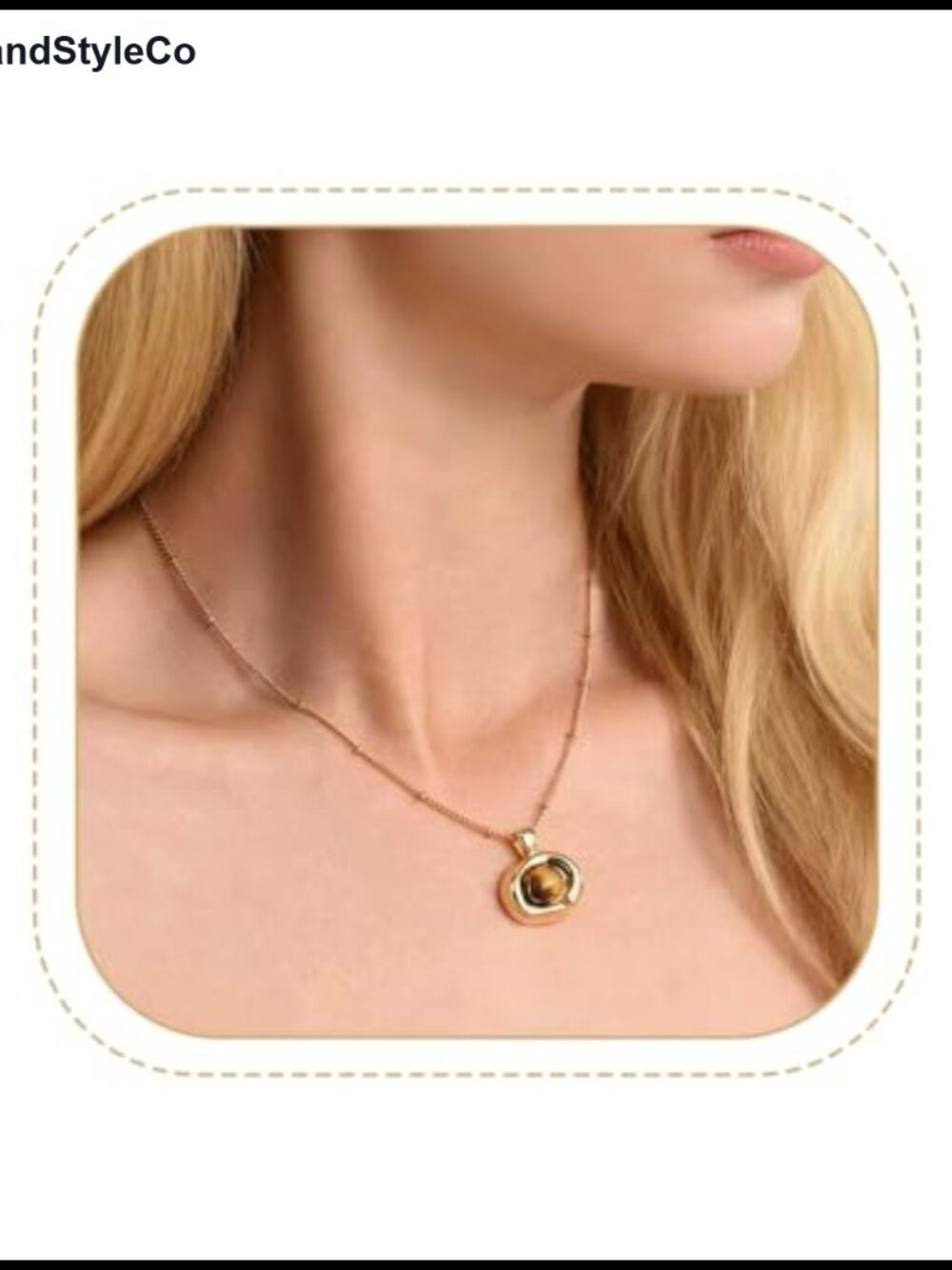 Tiger's Eye Stone Necklace Earrings Set for Women Chunky Pendant Jewelry Gift